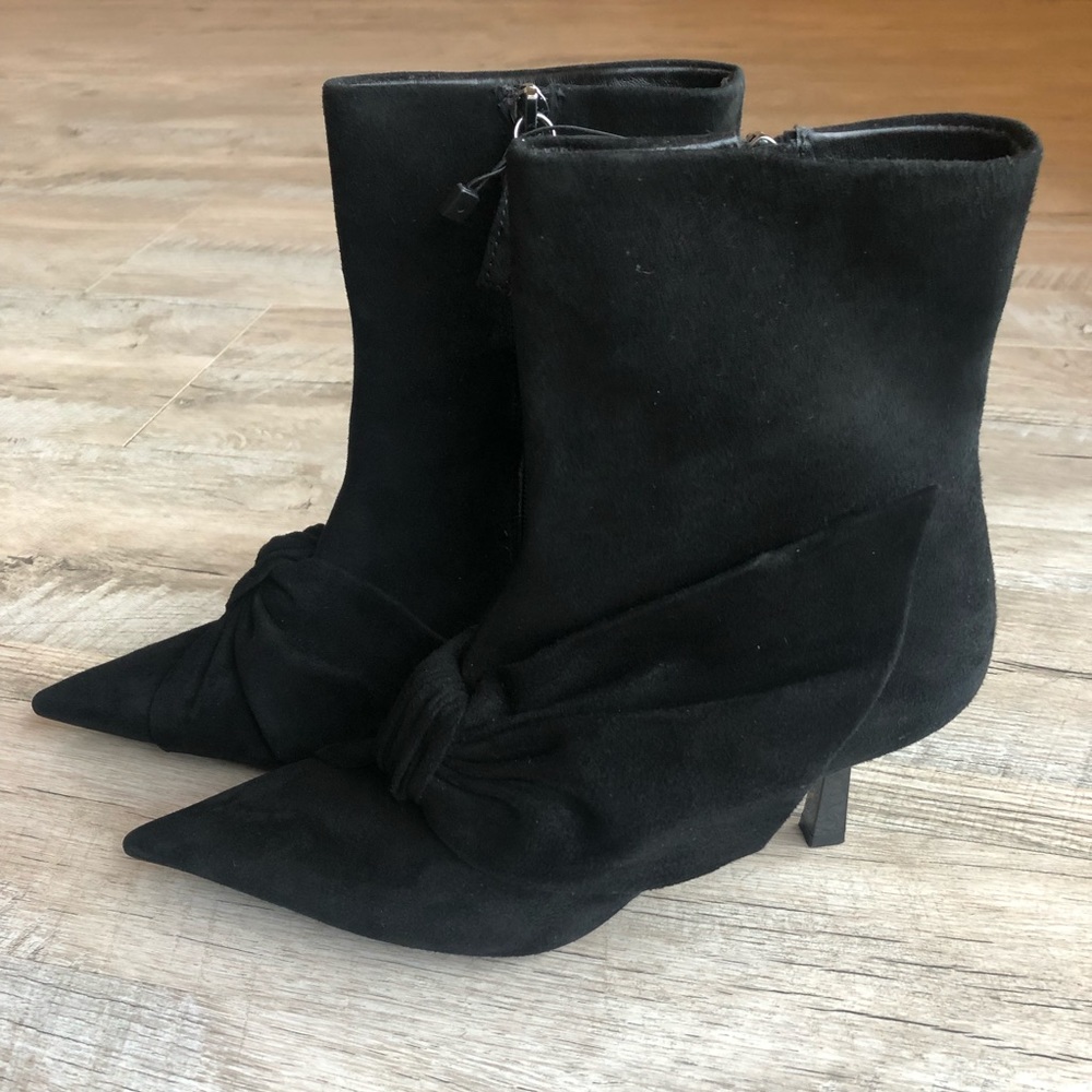 NWT ZARA Bow Pointed Toe Stiletto Booties - Picture 3 of 12